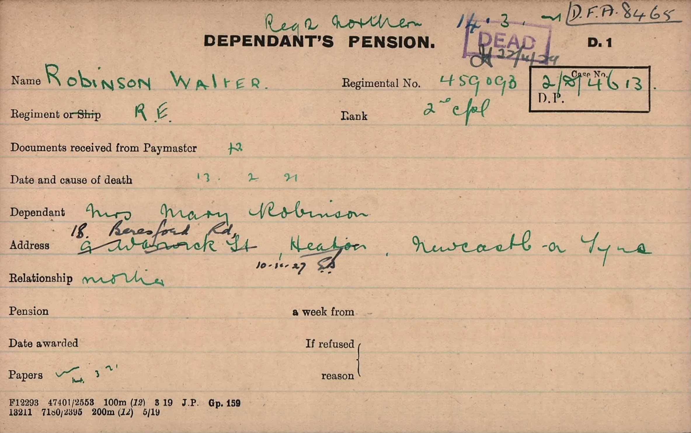 A Great War M.M. Group 459093 Corporal W. Robinson of the 447th (N) Field Company, Royal Engineers