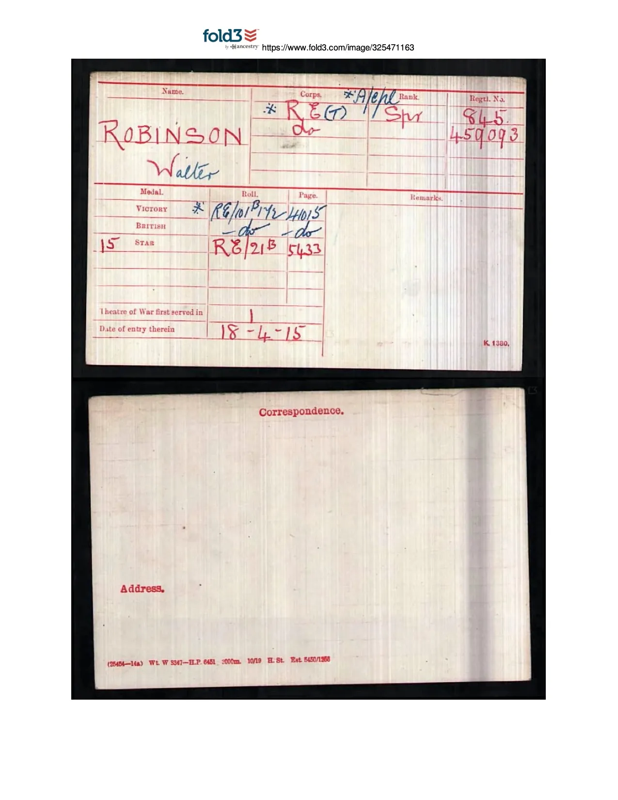 A Great War M.M. Group 459093 Corporal W. Robinson of the 447th (N) Field Company, Royal Engineers