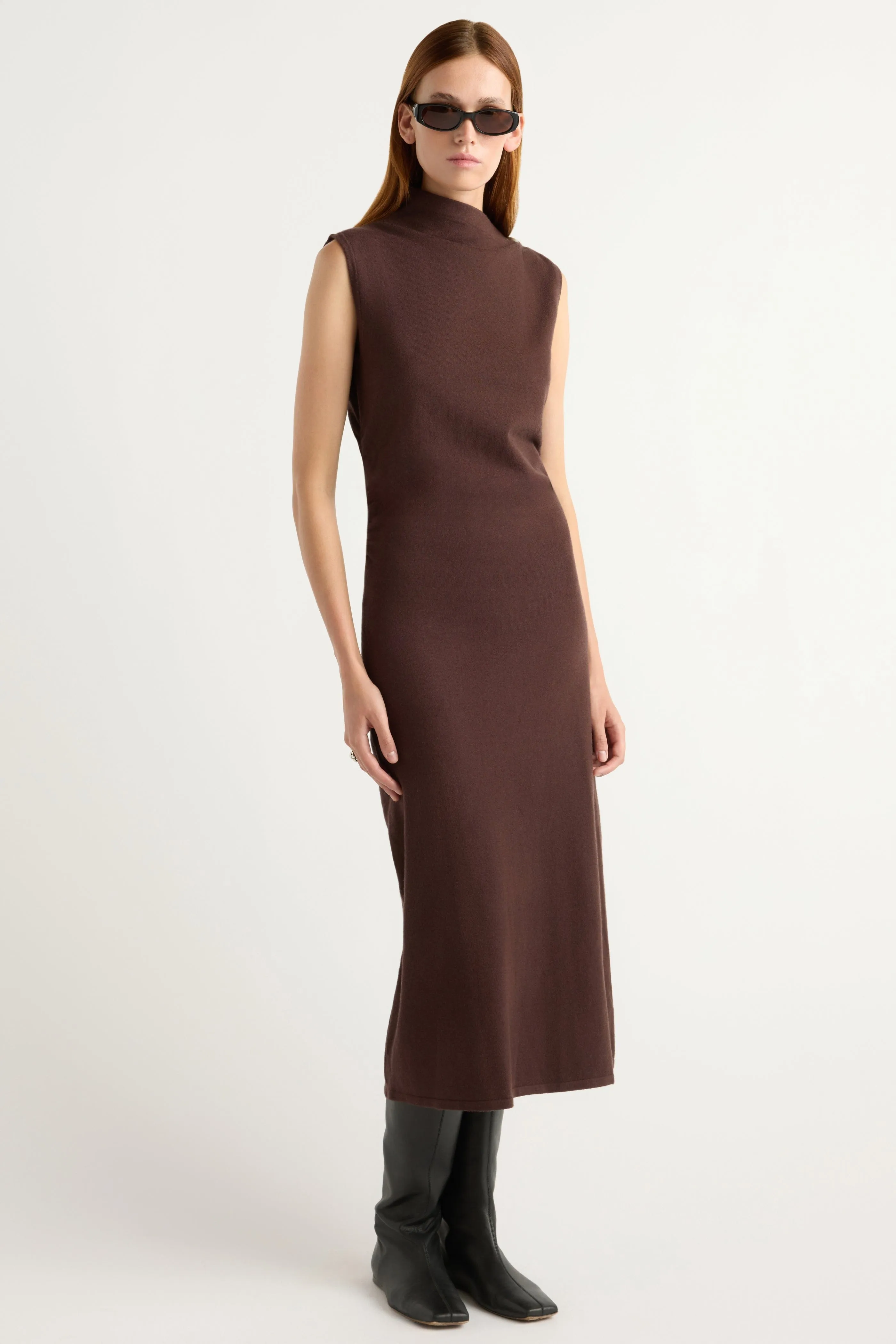 Abel Asymmetric-Neck Dress Body Flow