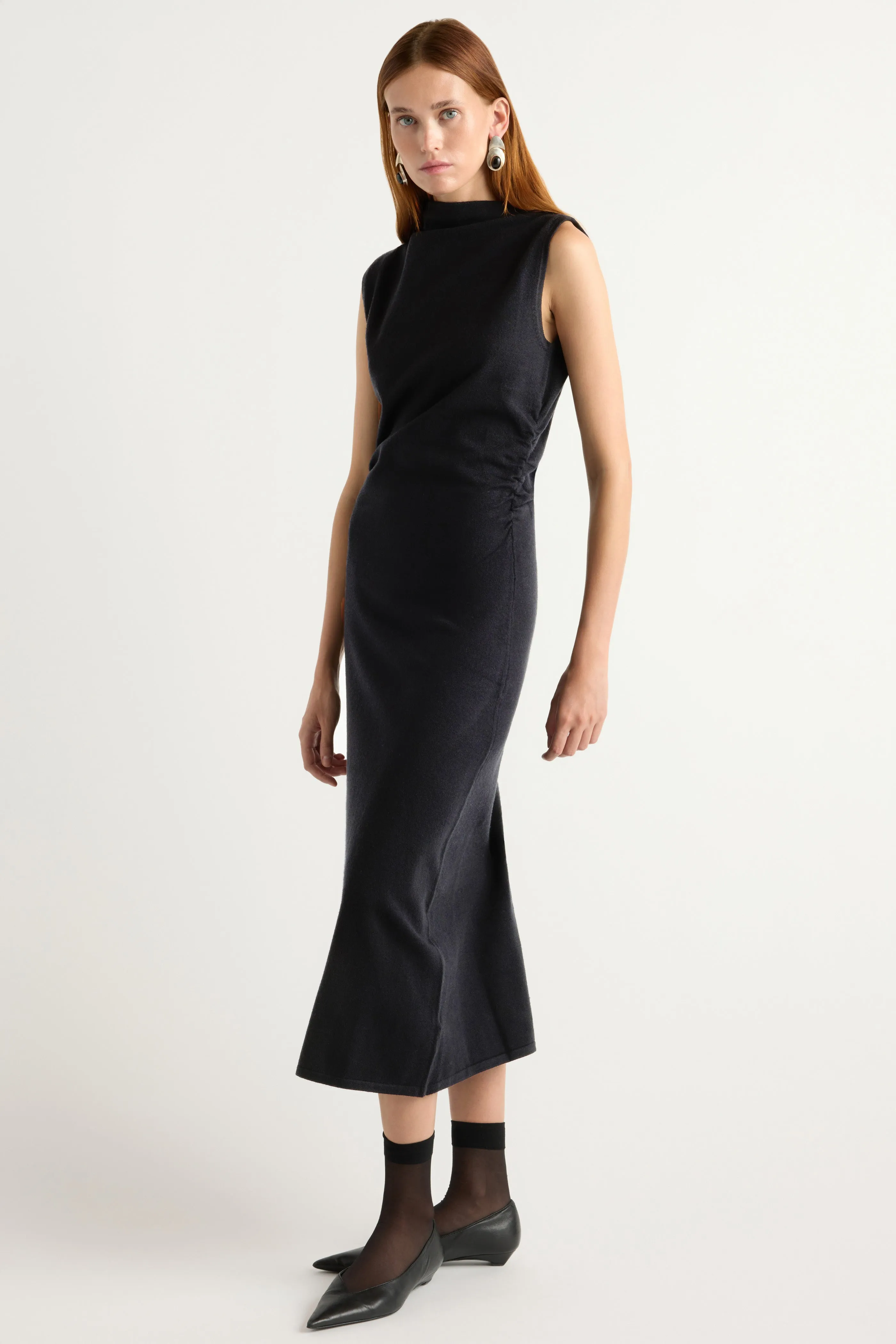 Chic Comfort Slim Silhouette Abel Asymmetric-Neck Dress