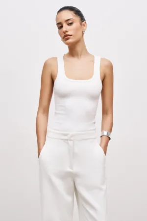 Odor Resistant Ribbed Scoop Neck Vest - Ivory