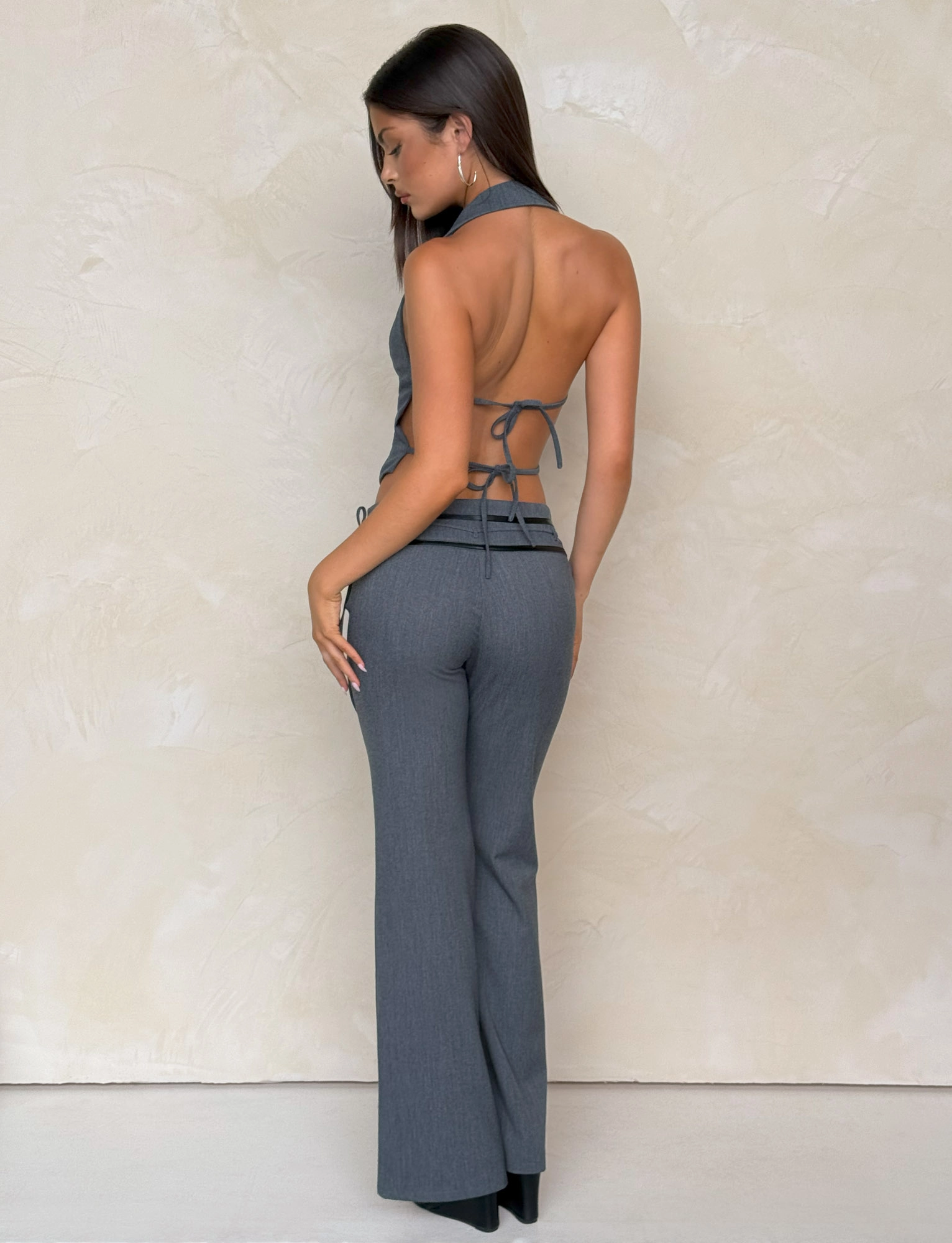 No Gap Waist Construction Fashion-Forward FEDRA PANT - GREY