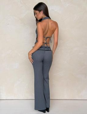 No Gap Waist Construction Fashion-Forward FEDRA PANT - GREY