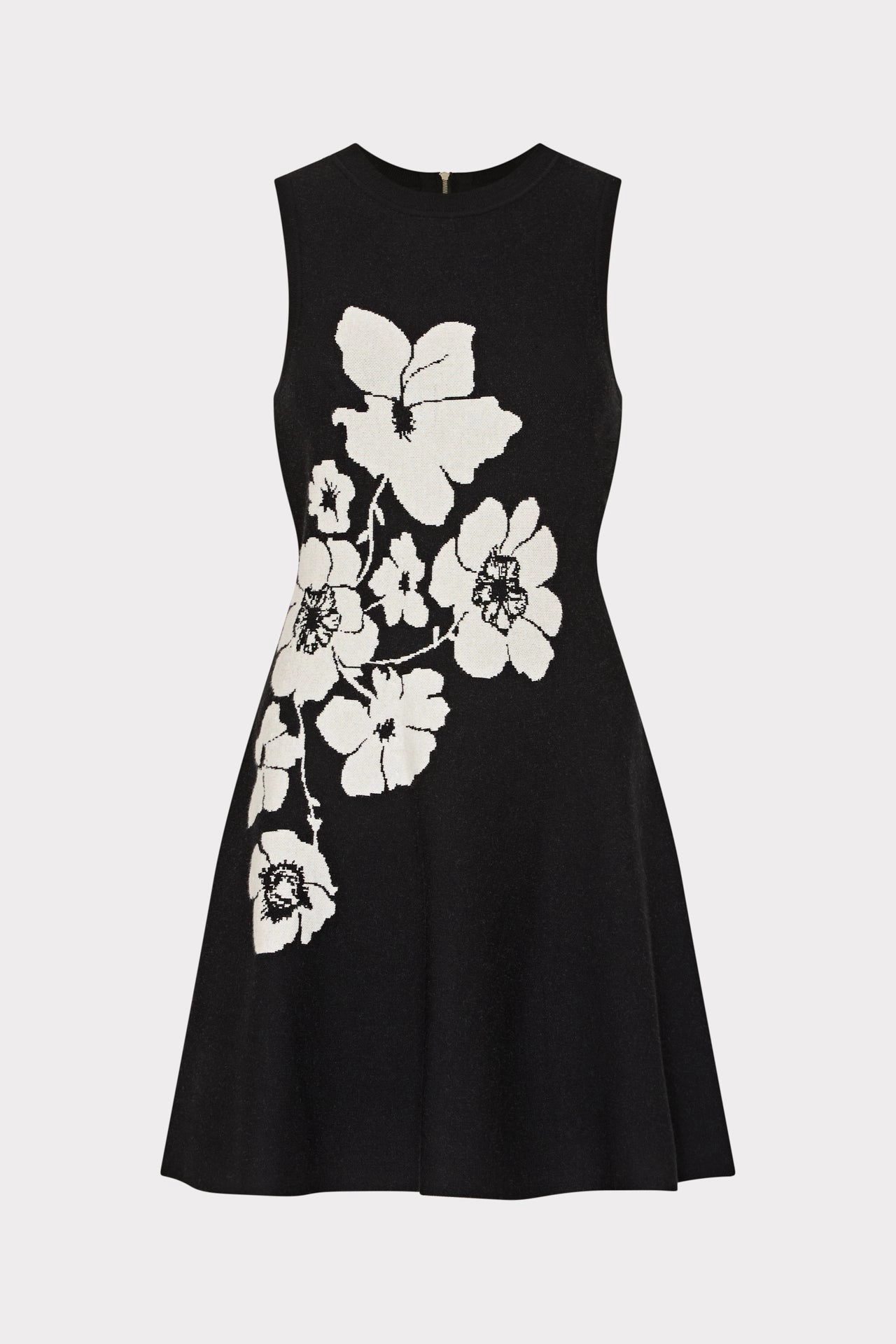 Floral Flare Knit Mini Dress Fast Drying Material FourWay Stretch Fabric