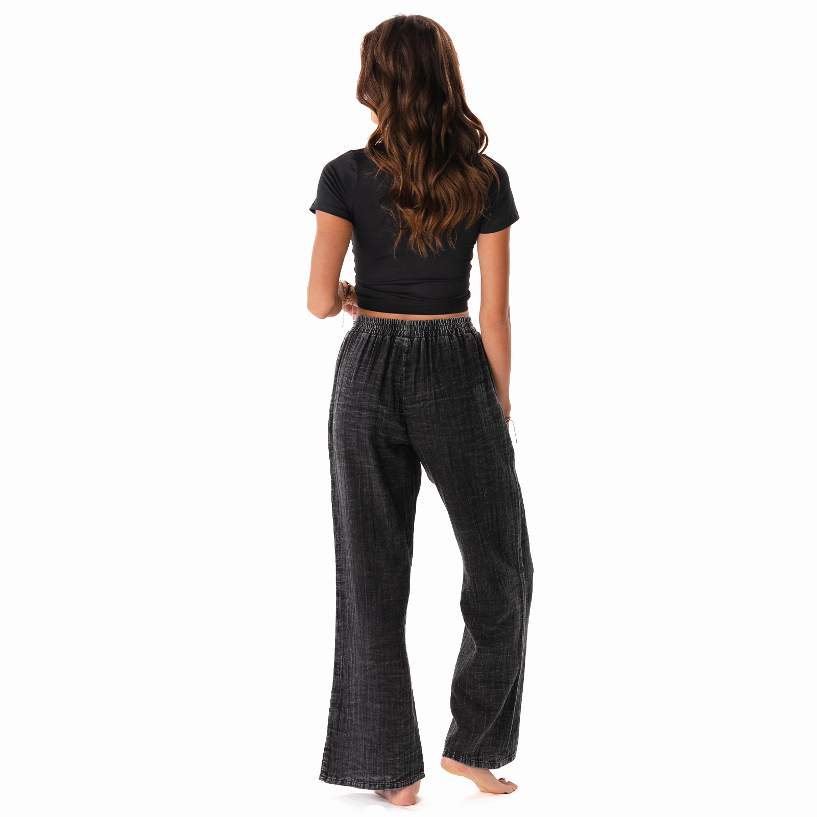 Vintage Black Cotton Cabana Pants Chilly Weather Wear Core Style