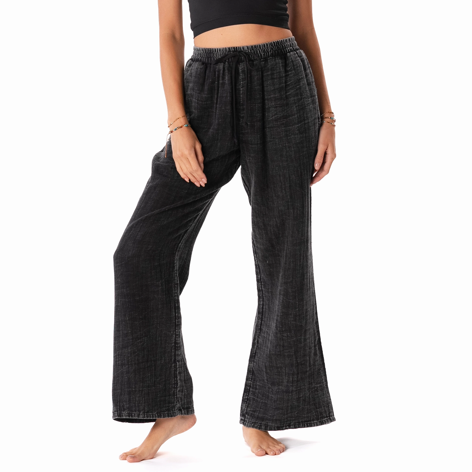 Vintage Black Cotton Cabana Pants Tough Flex