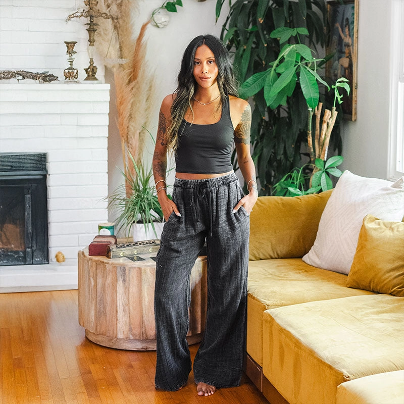 Vintage Black Cotton Cabana Pants Fast Move