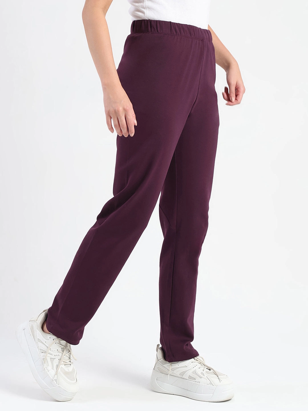 Madame Dark Purple Cotton Blend Track Bottoms Sport Ready