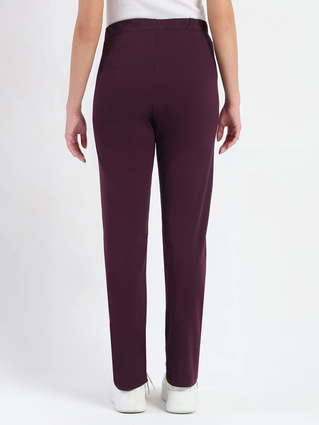 Madame Dark Purple Cotton Blend Track Bottoms Work Friendly Urban Cool