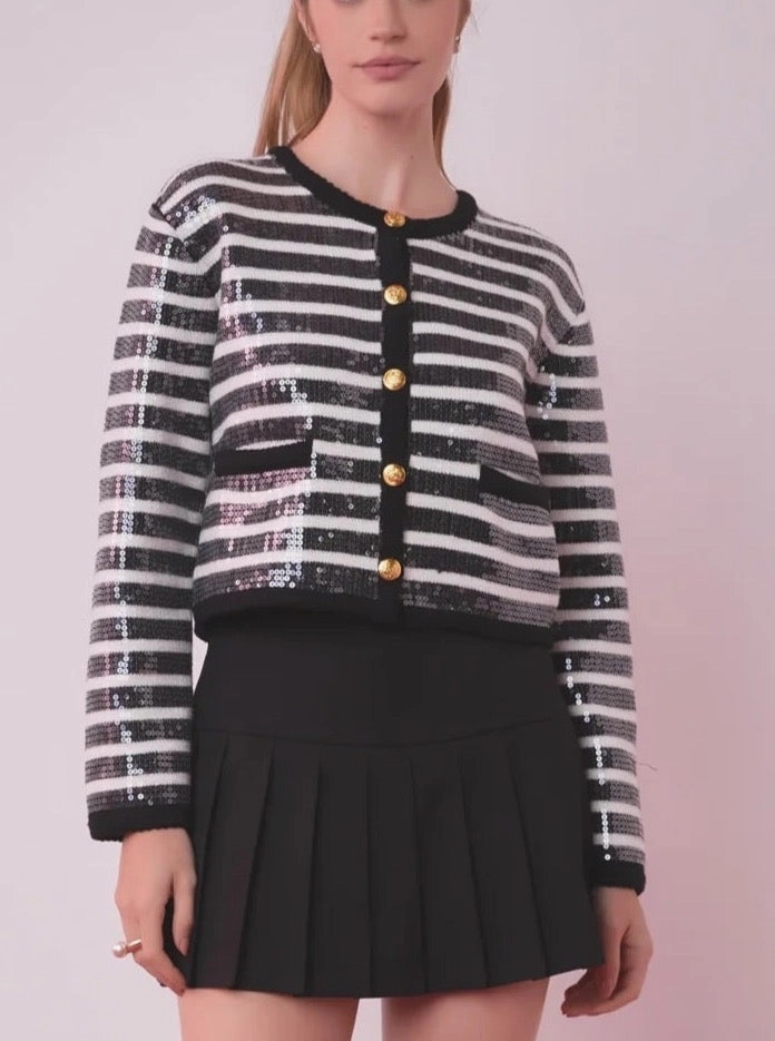 Seasonal Trend Sweater Knit Sequin Knit Cardigan