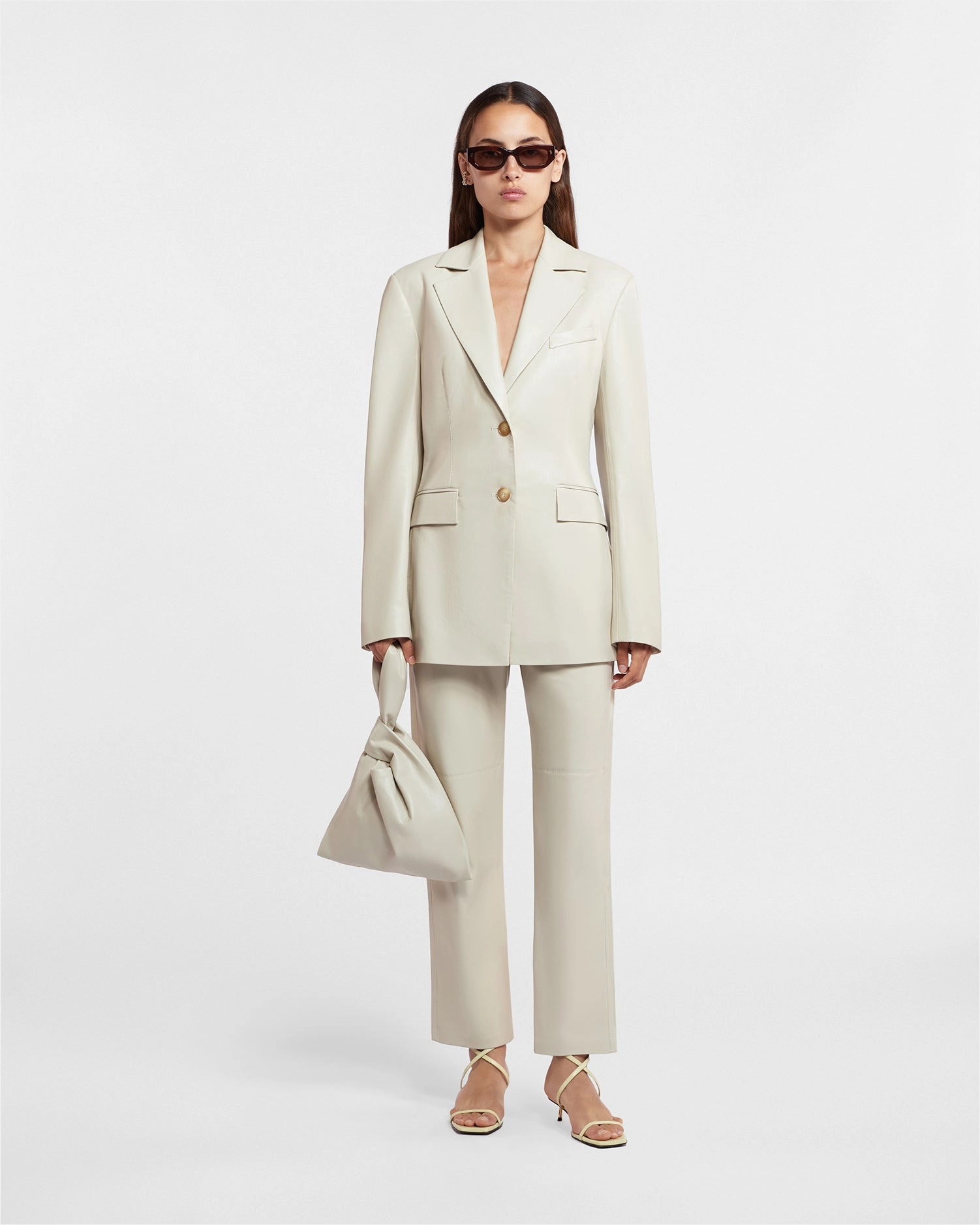 Sporty Layers Breathable Mesh Panels Hathi - Okobor? Alt-Leather Blazer - Creme