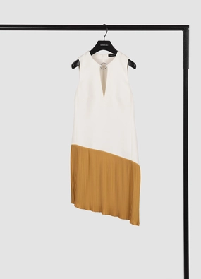 Durable-Fabric Lightweight Piece SL Pleat Skirt Shift Dress
