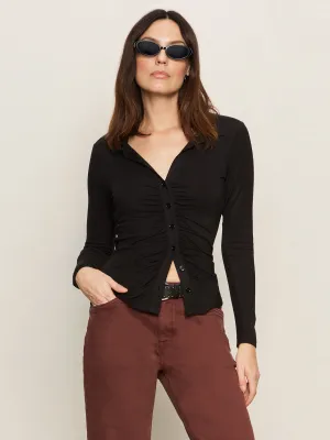SoftTouchFinish ReinforcedHems Dreamgirl Knit Button Up Top Black