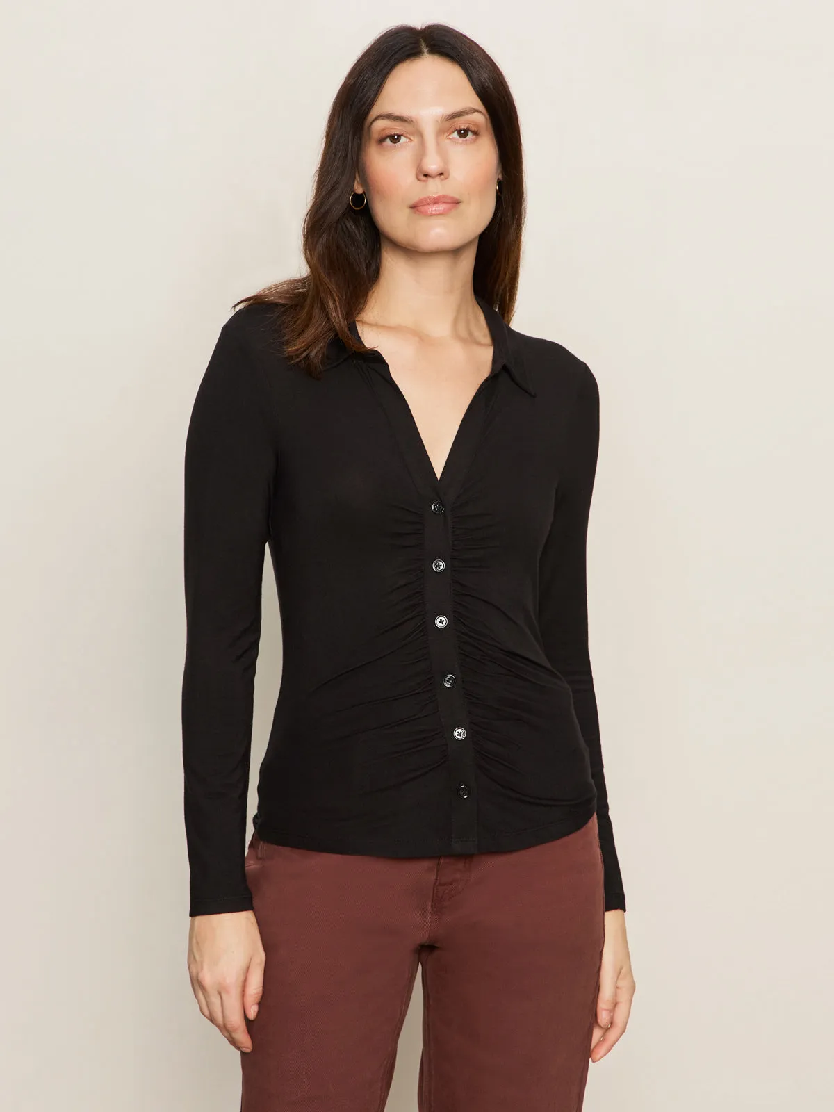 Dreamgirl Knit Button Up Top Black Sleep