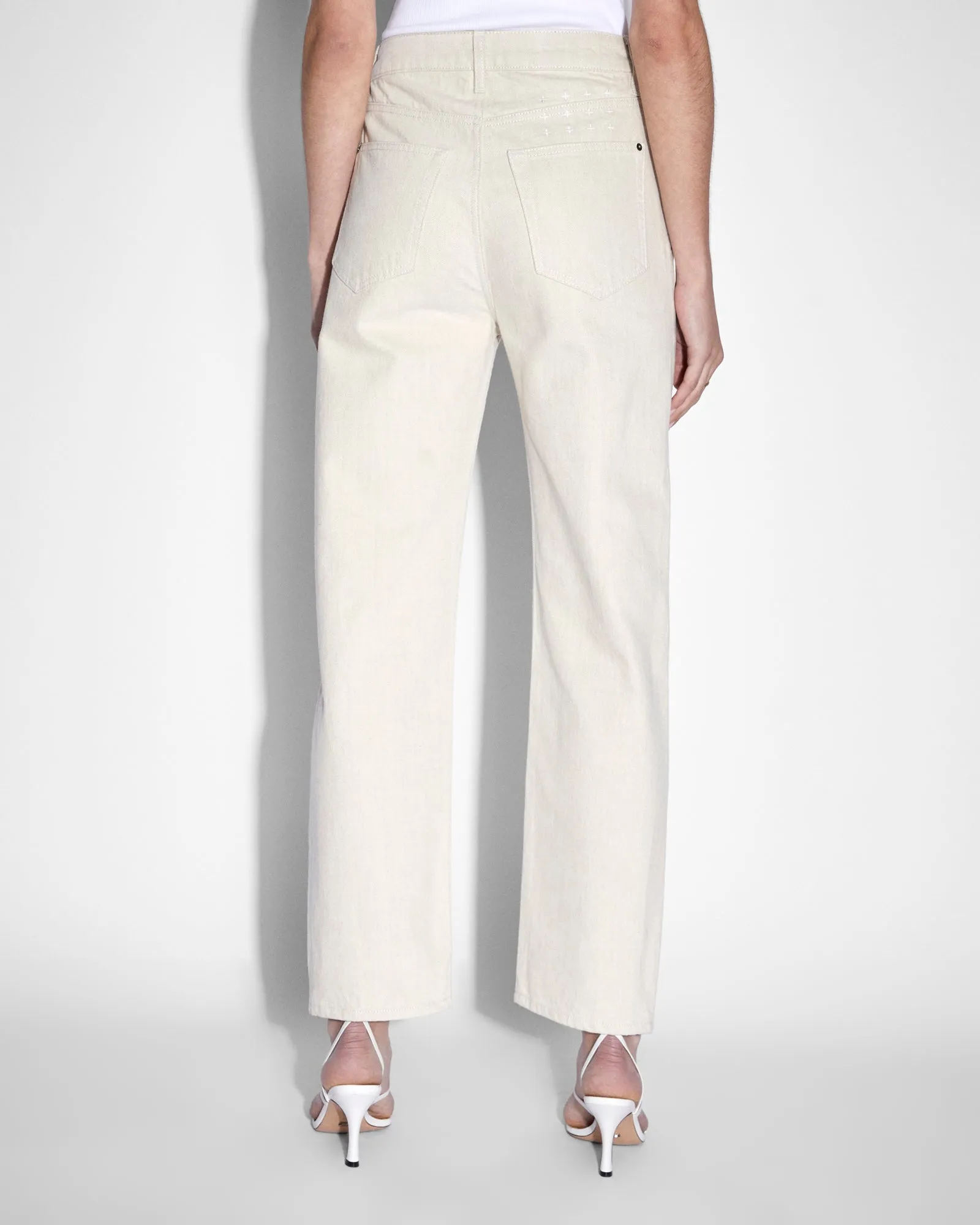 BROOKLYN JEAN ECRU Soft Fabric Wide Leg Silhouette