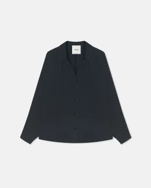 Ada - Tech Linen Shirt - Black Smooth Flatlock Seams Organic Cotton