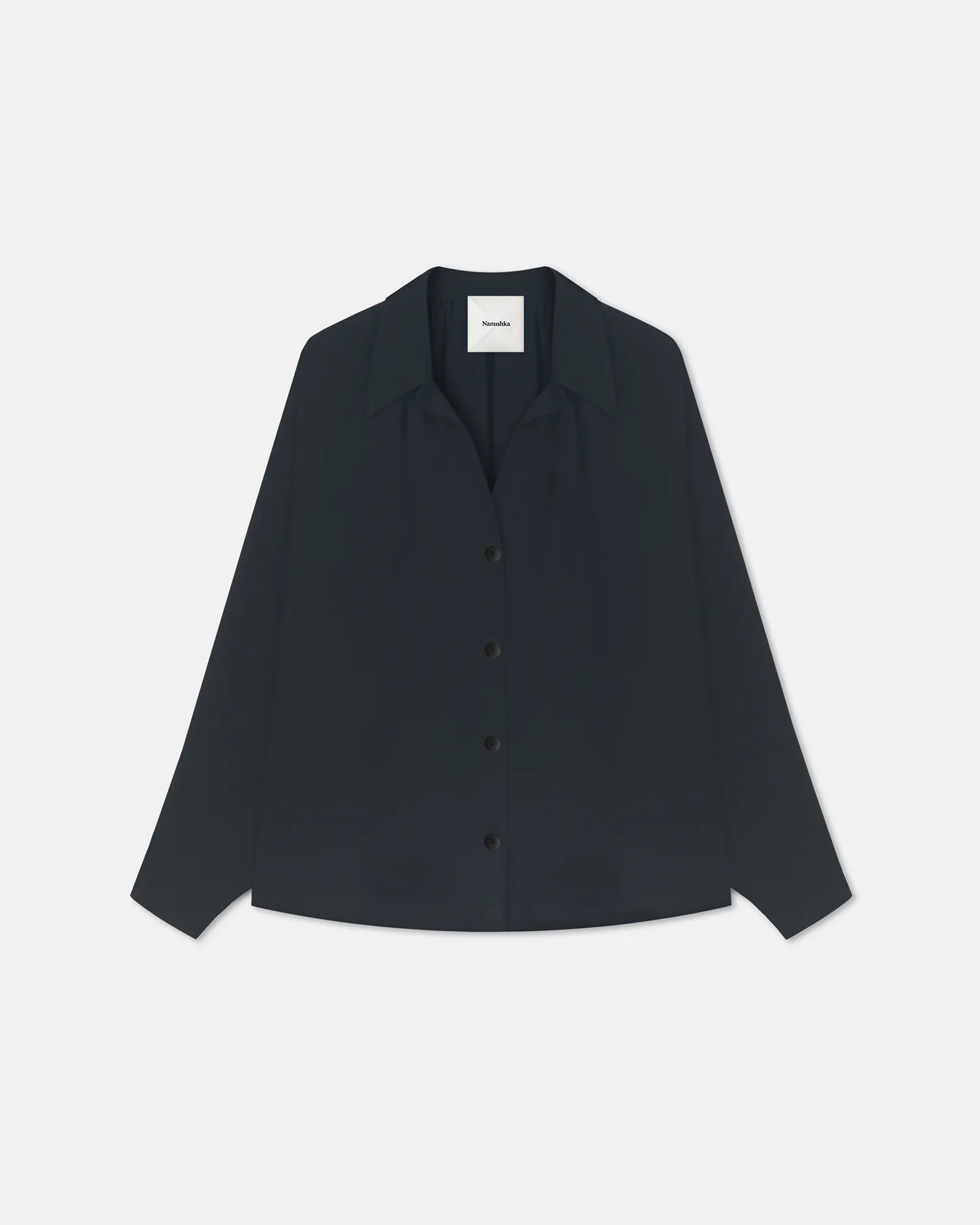 Ada - Tech Linen Shirt - Black Smooth Flatlock Seams Organic Cotton