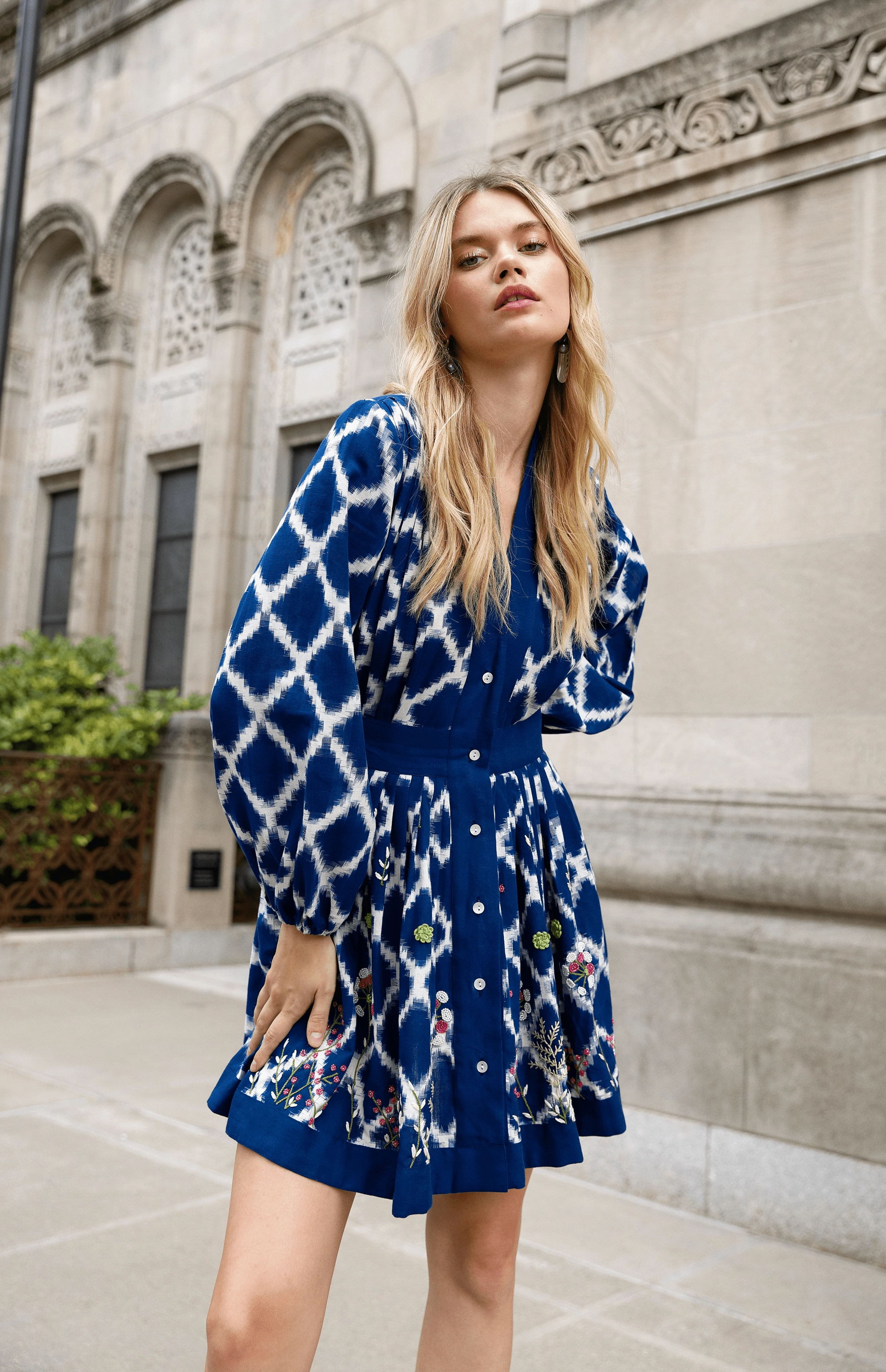 Social Ease Ada Kimono Short Dress Blue