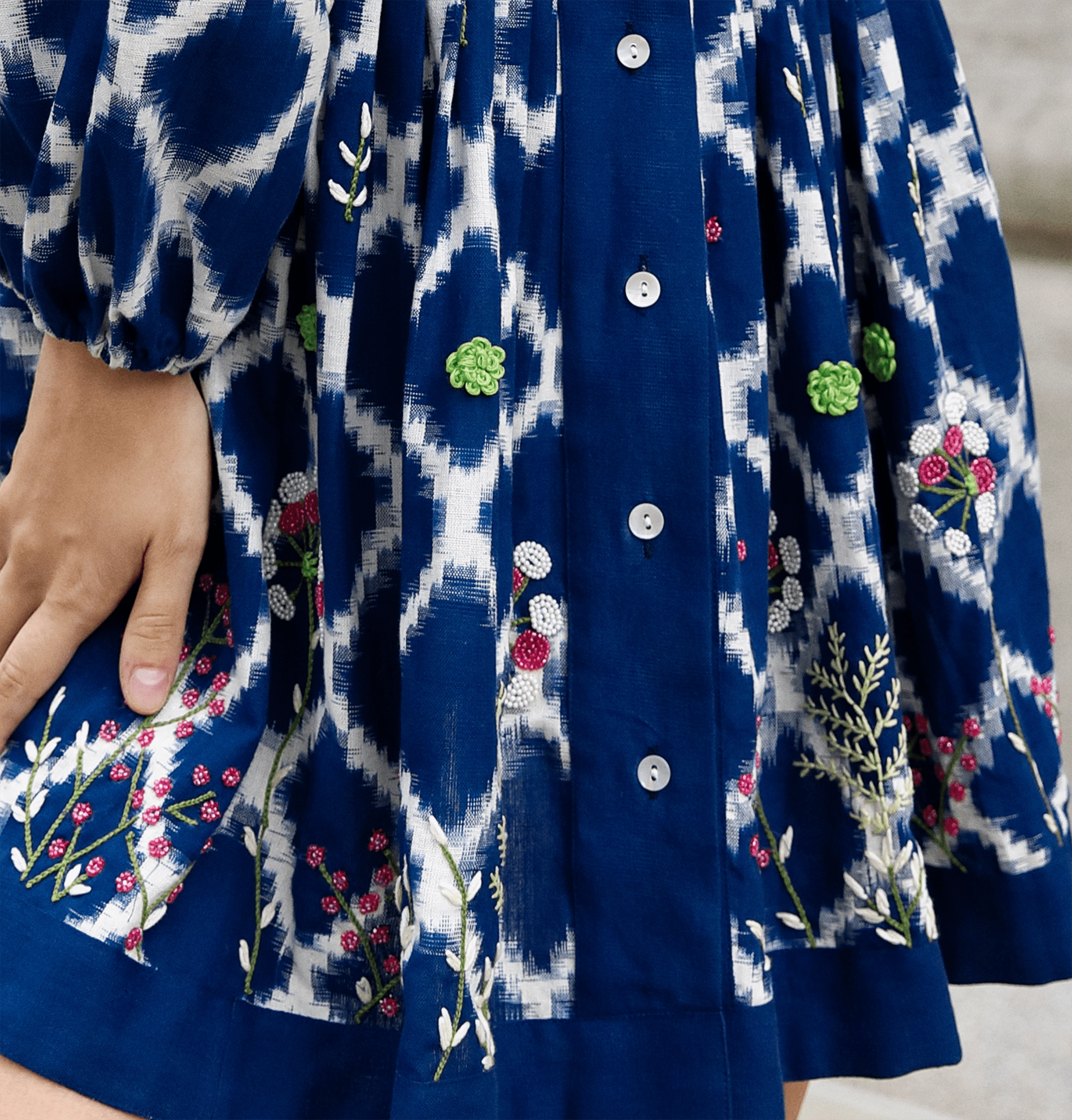 Padded-Bust Flawless Waist Fit Ada Kimono Short Dress Blue