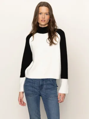 Downtown Mock Neck Sweater Black/ Chalk Heat Regulating Fabric EcoFriendly Dye Process