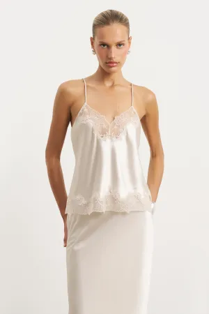 Seamless construction TactileWeave Satin Lace Detail Camisole - Champagne