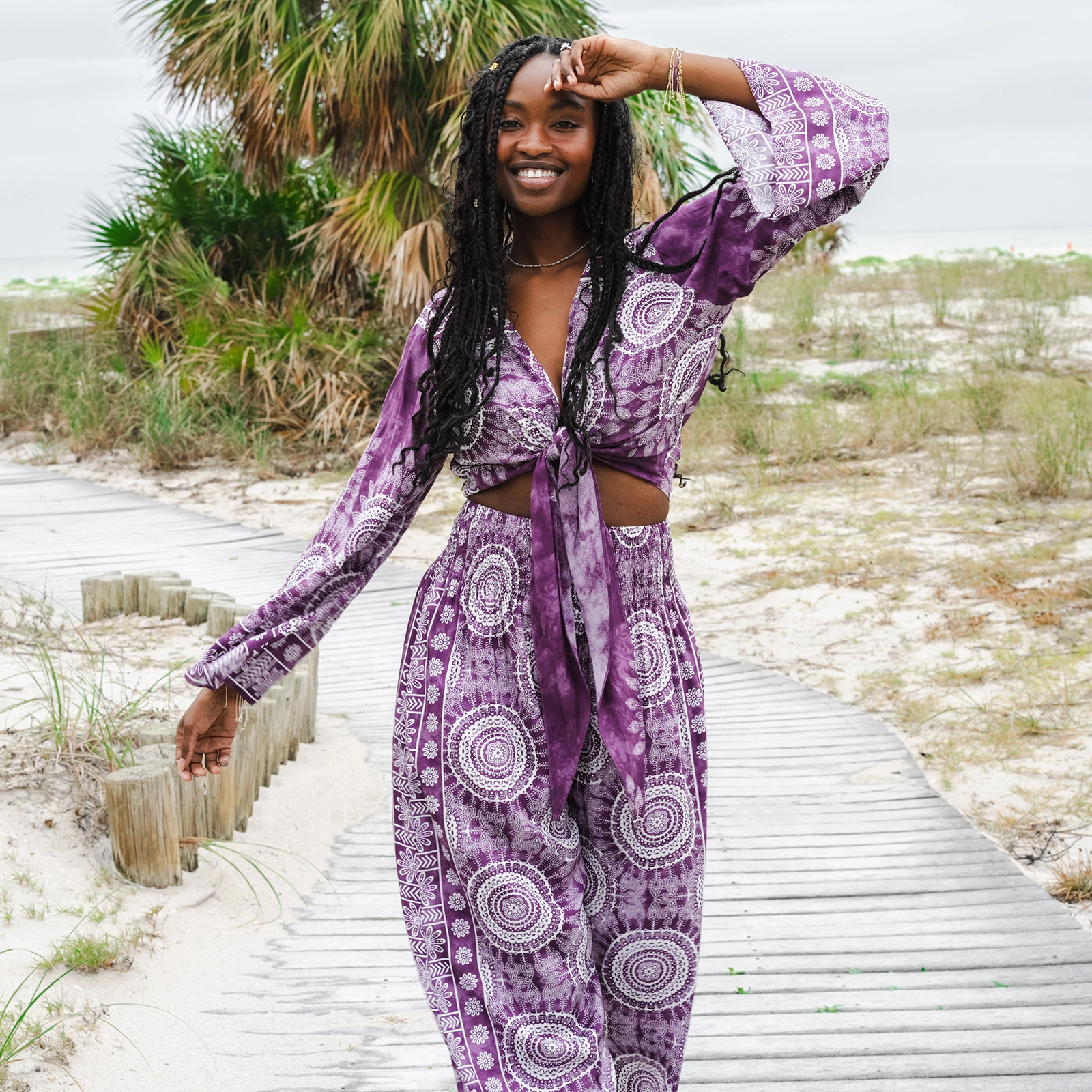Elastic Free Cuffs Madeira Daydreamer Top   Harem Pants Set