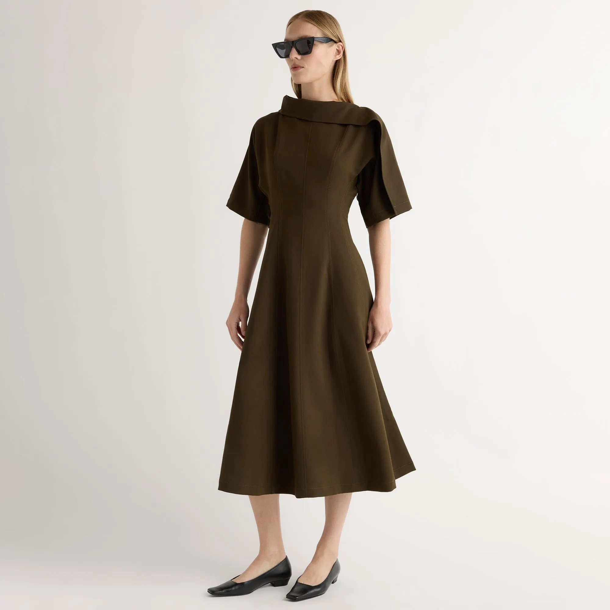 Addison Foldover Scarf-Neck Dress Classic structured dress Winter Wrap