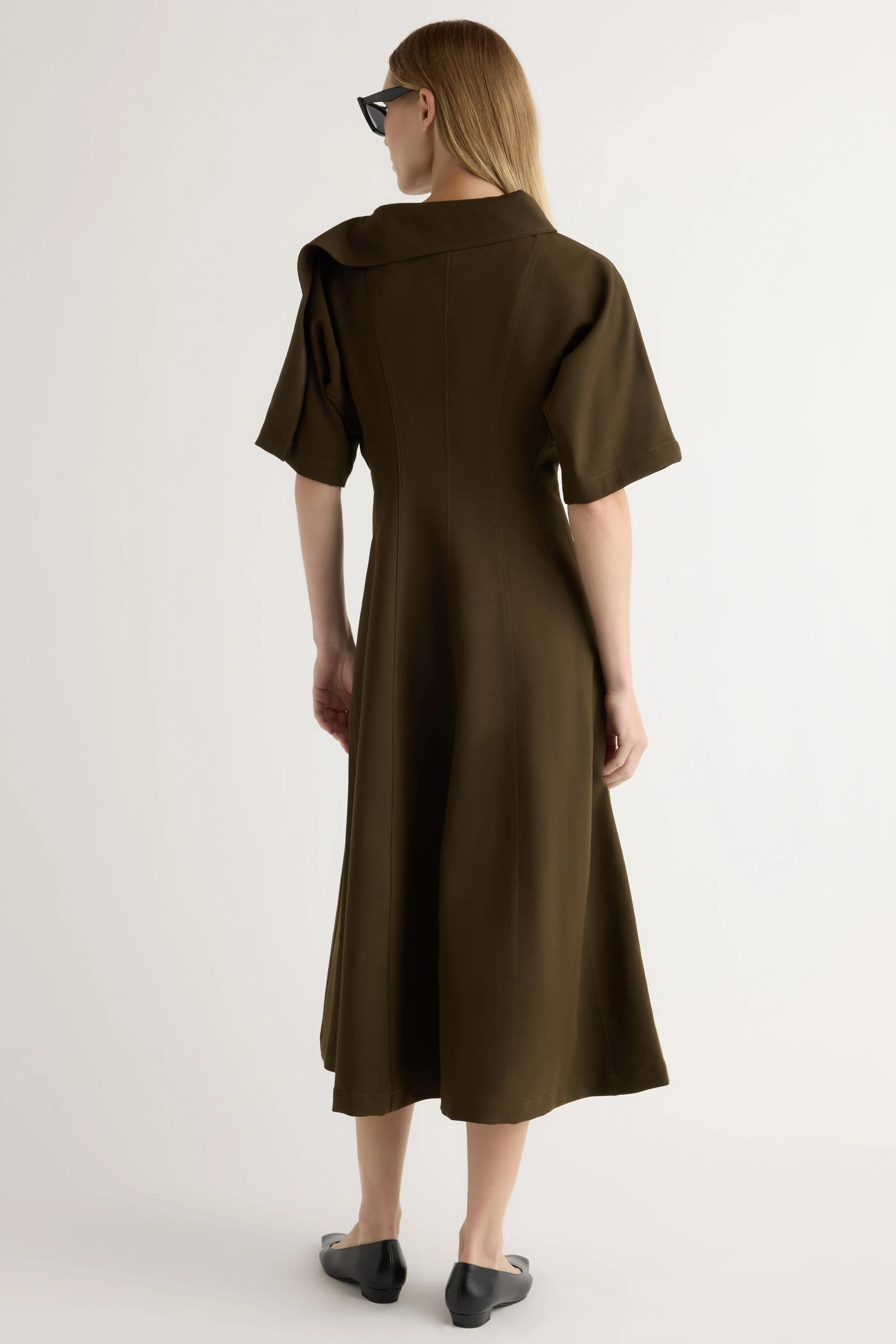 Addison Foldover Scarf-Neck Dress Perfectly Crafted Airy Weave