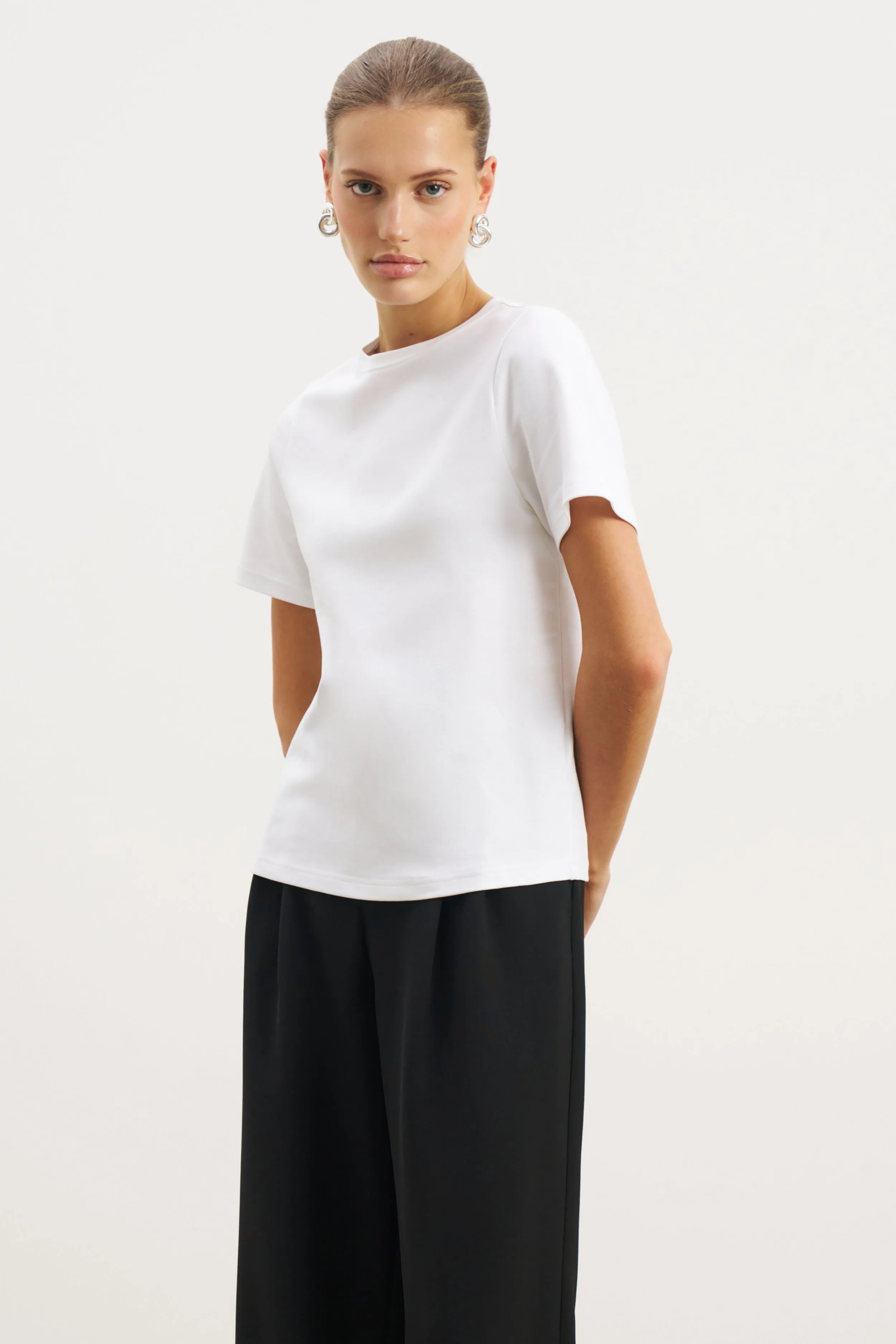 Classic Regular T Shirt - White Moisture Management Fabric Adjustable Cuff System