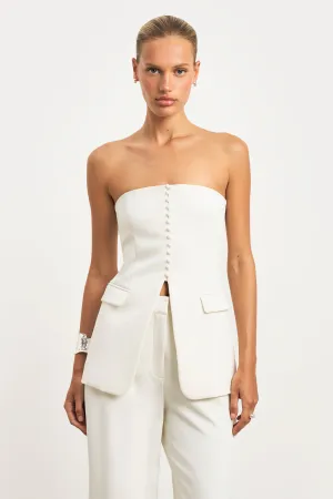 BondedEdges Strapless Peplum Bodice - White