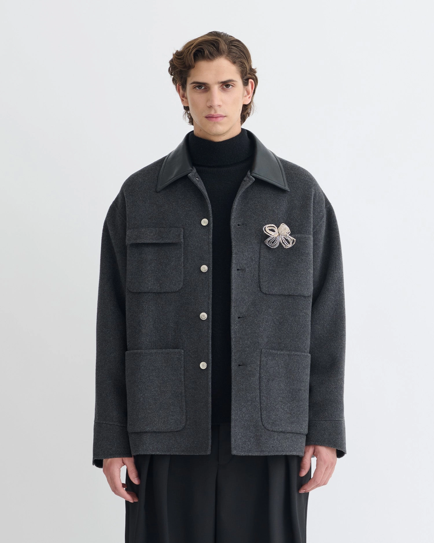 Camilo - Double Wool Jacket - Grey Melange percentage