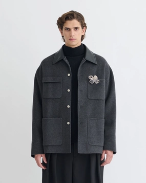 Camilo - Double Wool Jacket - Grey Melange percentage
