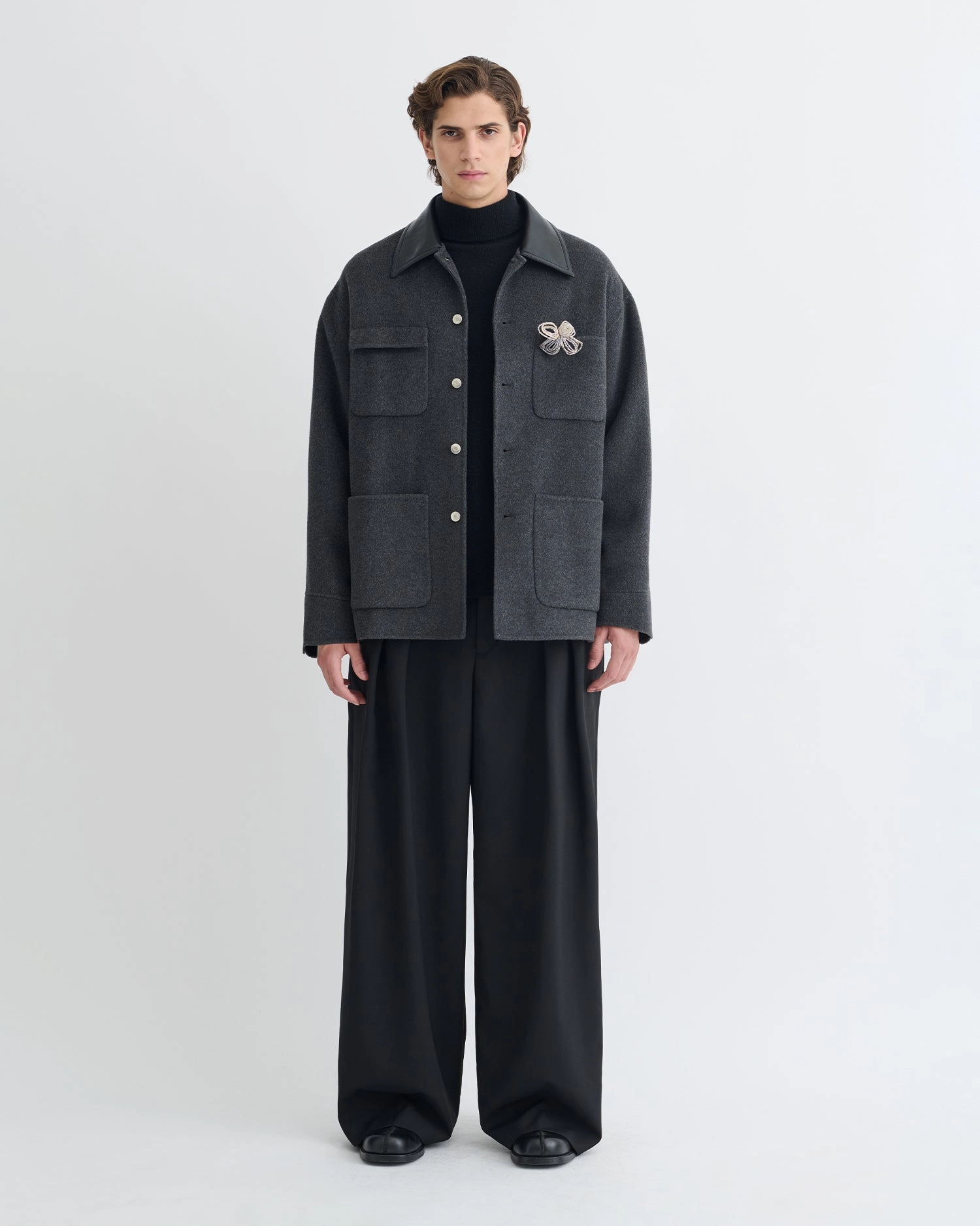 made in Africa Flexible Fit Camilo - Double Wool Jacket - Grey Melange