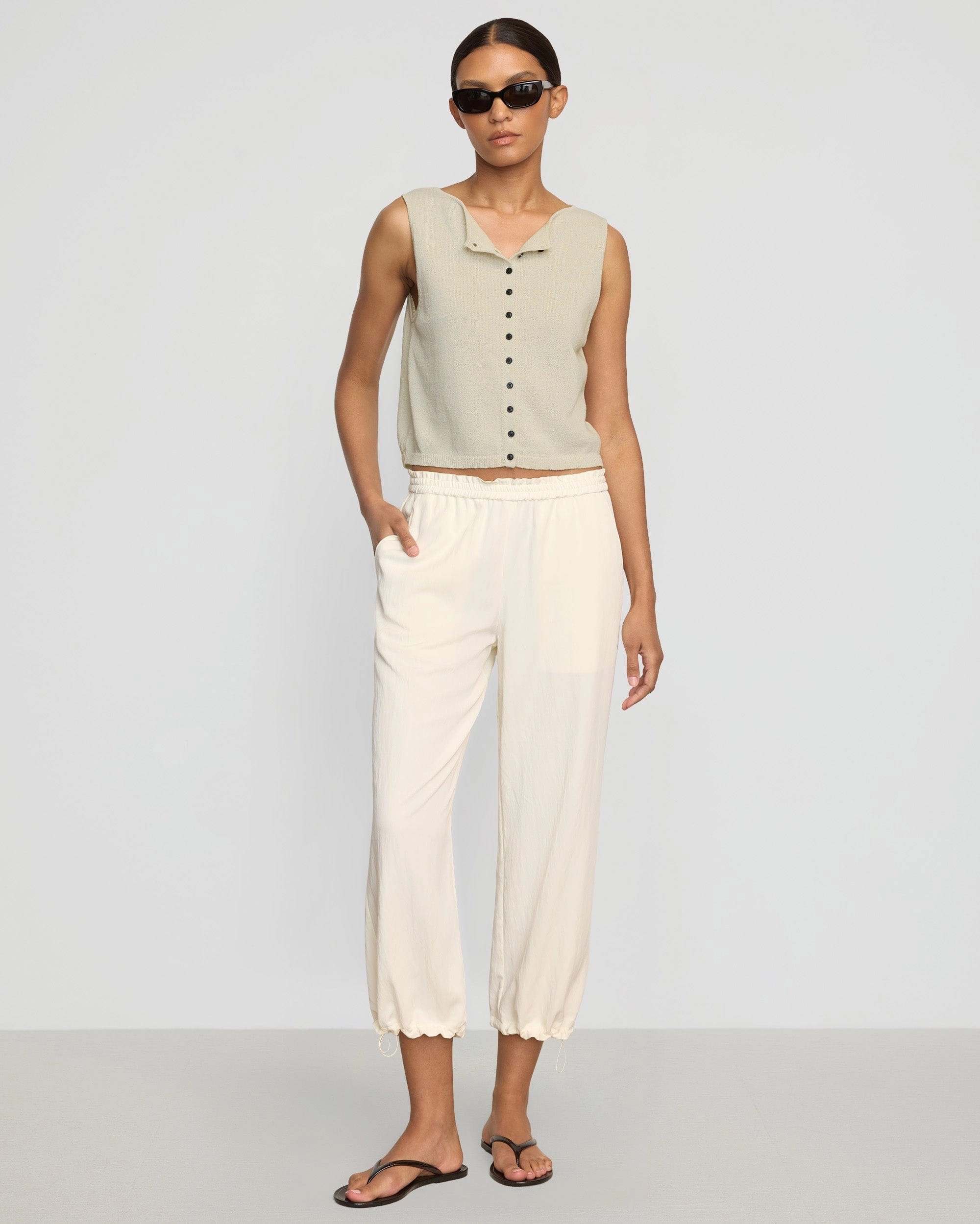 Elith Cotton-Linen Button Knit Vest AntiSlipGrip Warm Layer