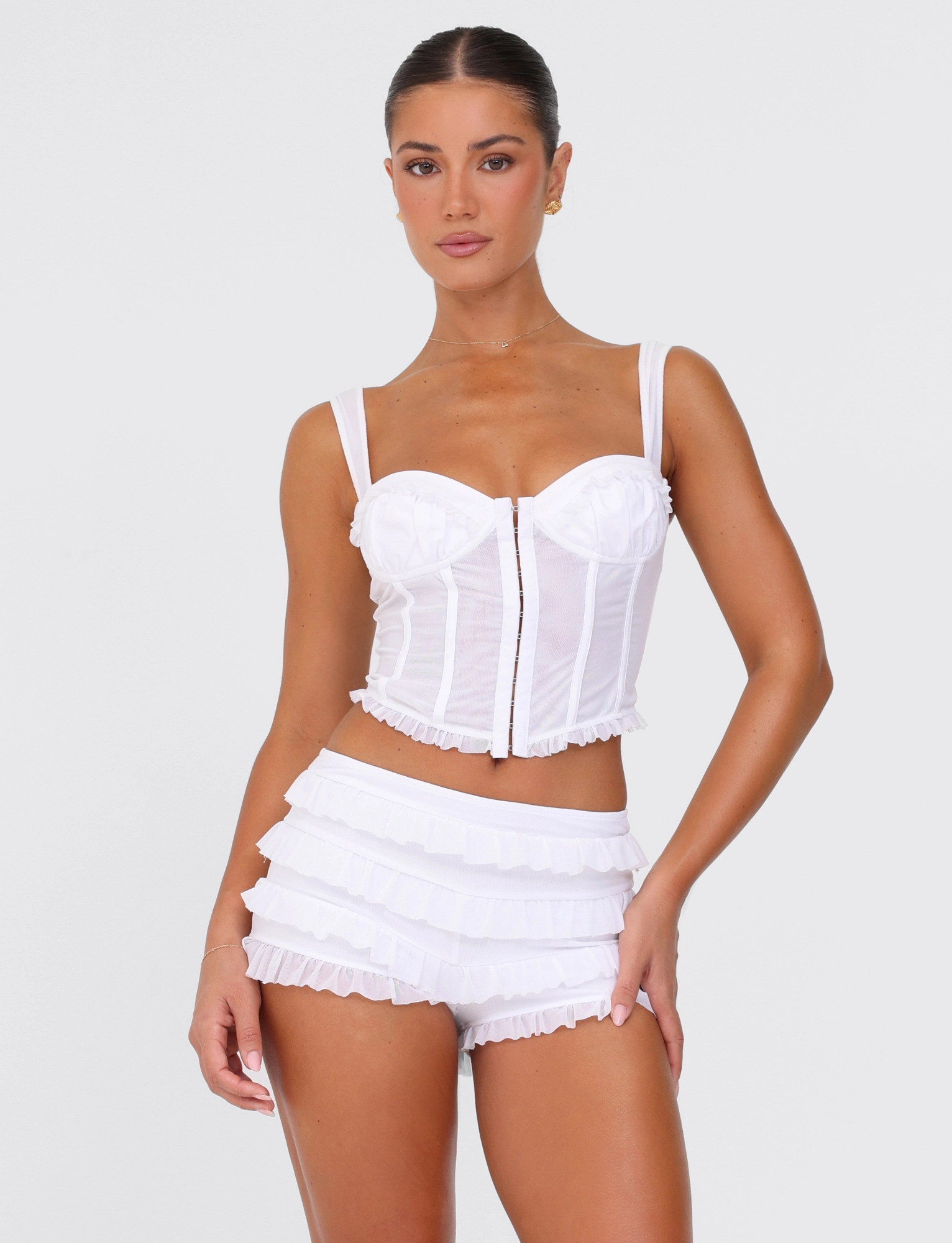 GINNY TOP - WHITE : OPTIC WHITE Adjustable Hem Cuff