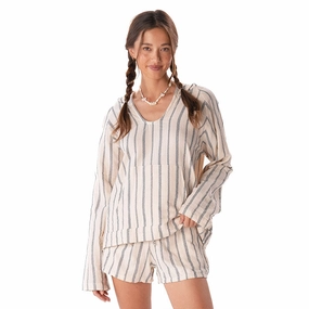 Reflective Trim Details Layered Ply Construction Sailor Stripe Baja Pullover