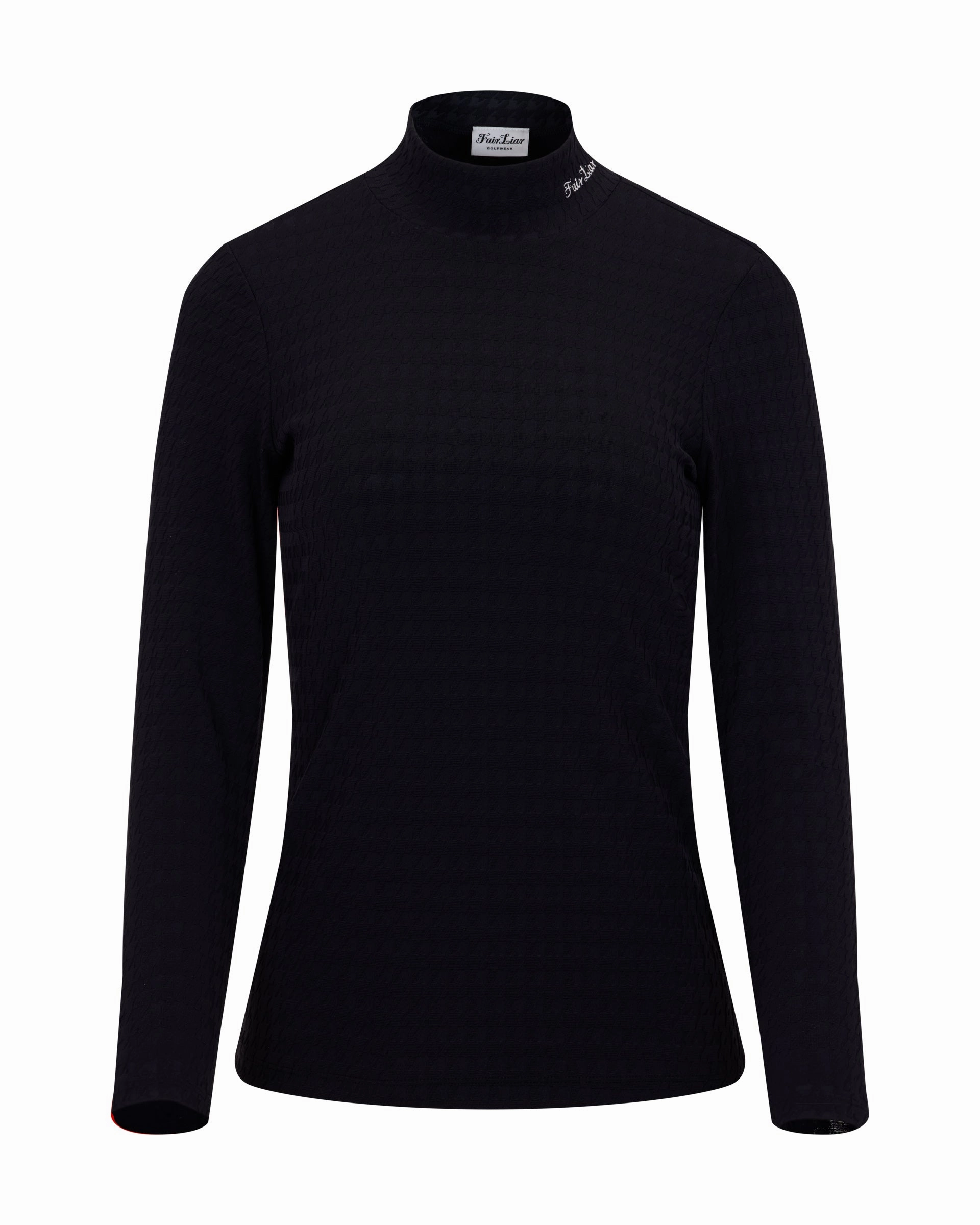 Houndstooth Jacquard High Neck T-Shirt - Black Fitted Tank