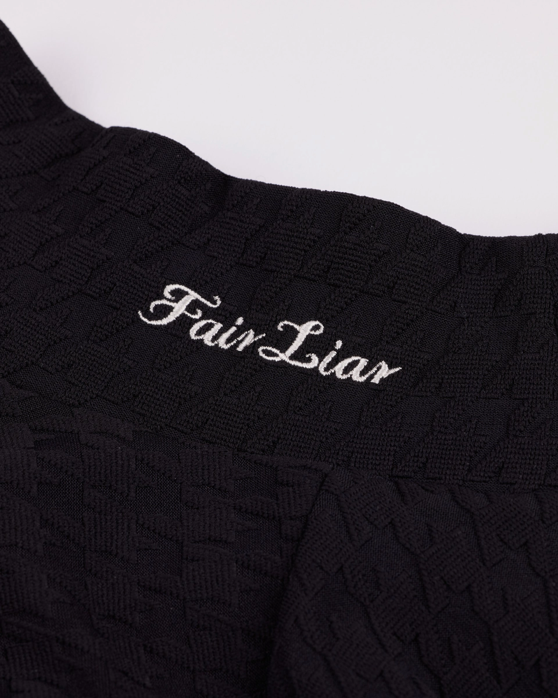 Houndstooth Jacquard High Neck T-Shirt - Black ConvertibleStyle