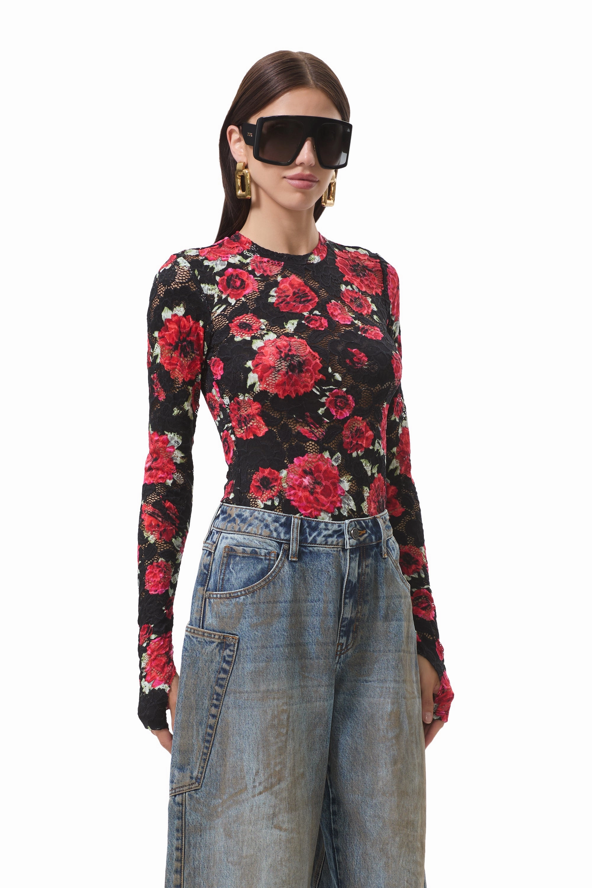 Cozy Sweater Kaylee Crochet Lace Top - Painted Roses