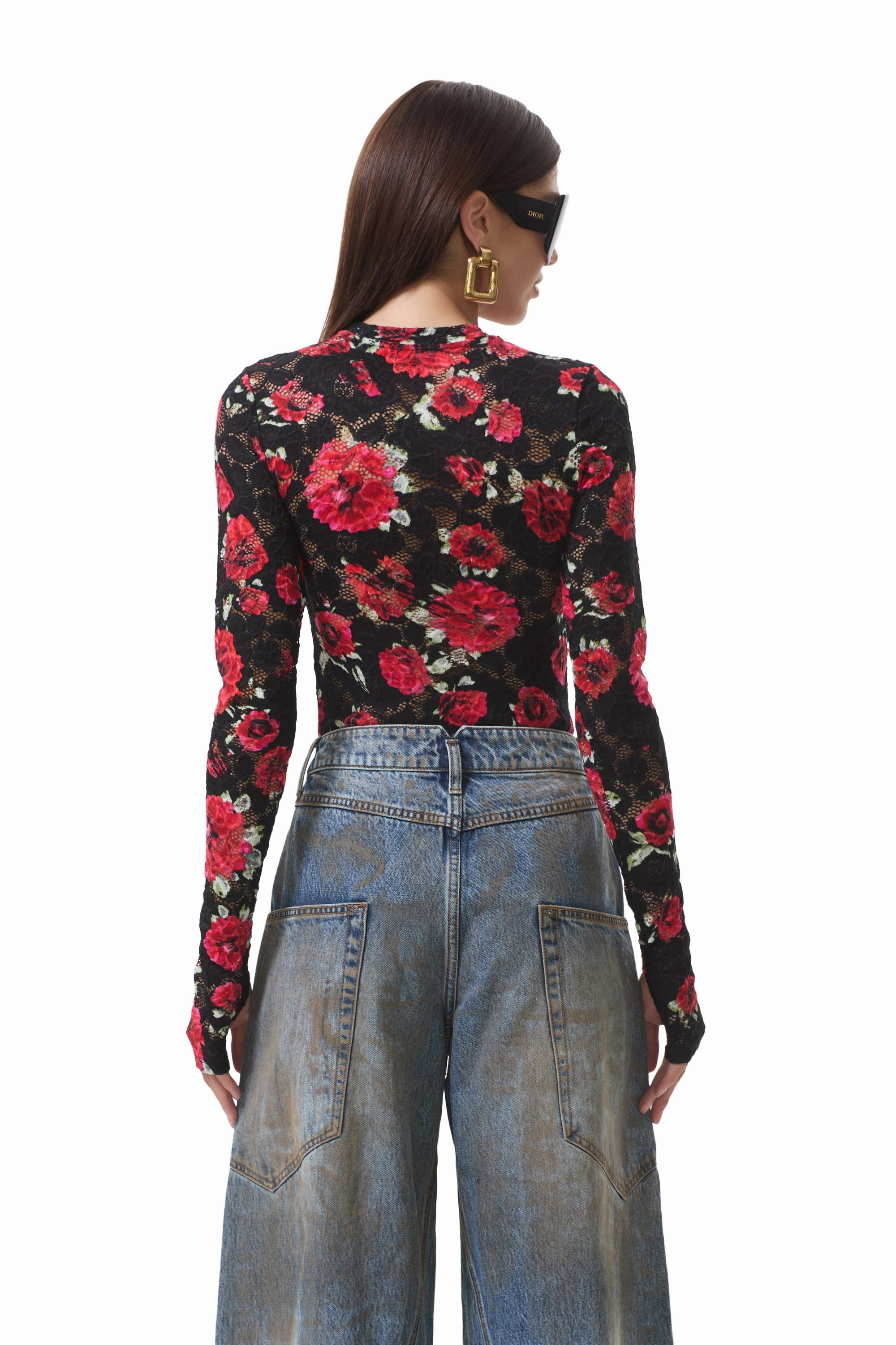 Kaylee Crochet Lace Top - Painted Roses RelaxedSilhouette