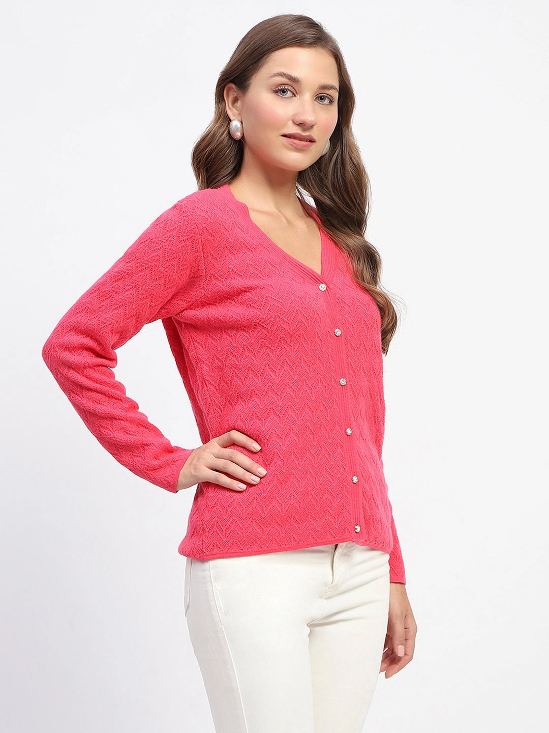 Madame Coral V Neck Cardigan Flattering Drape AbrasionResistantEdging