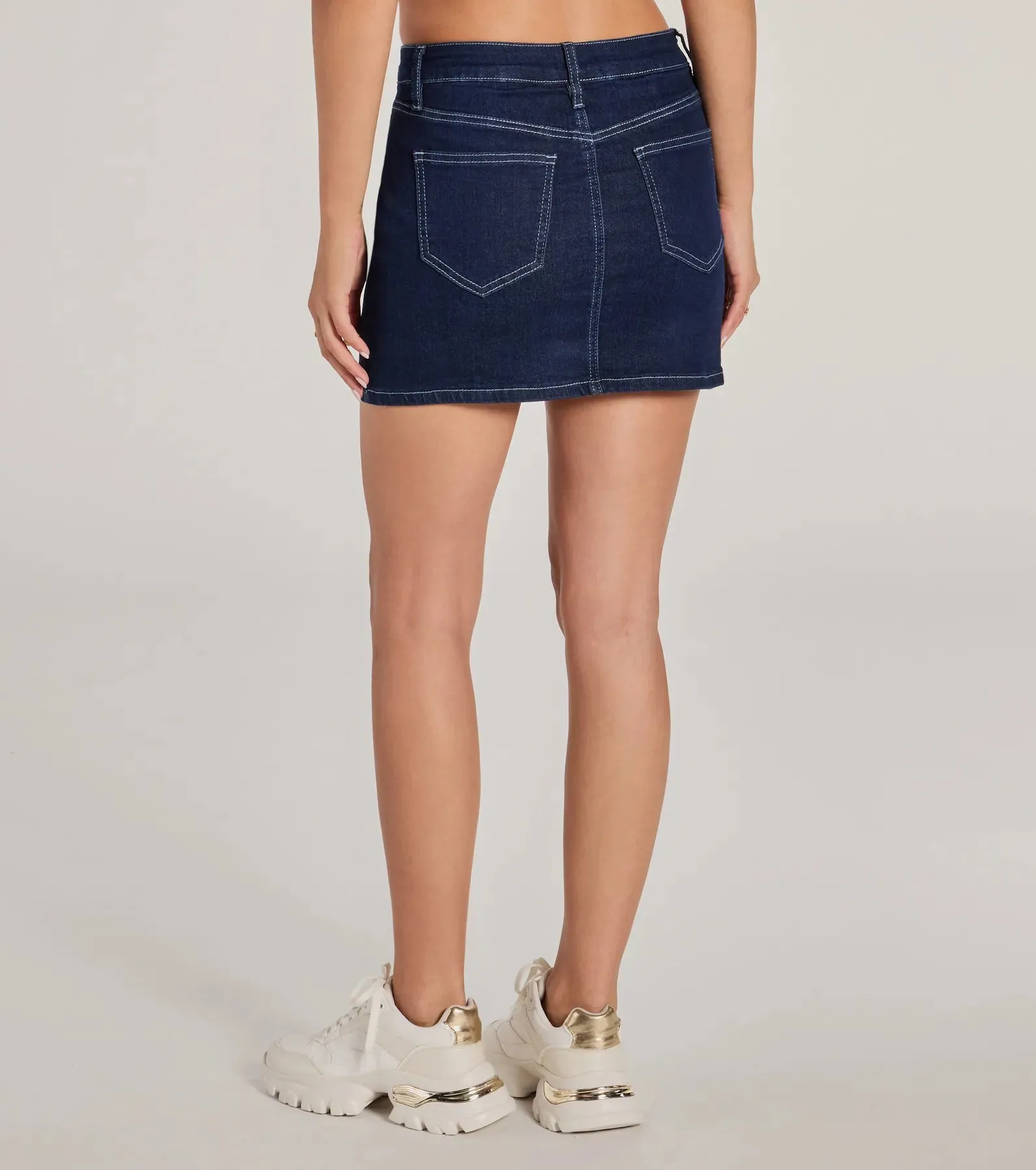Admirable Aesthetic Mid-Rise Denim Skort