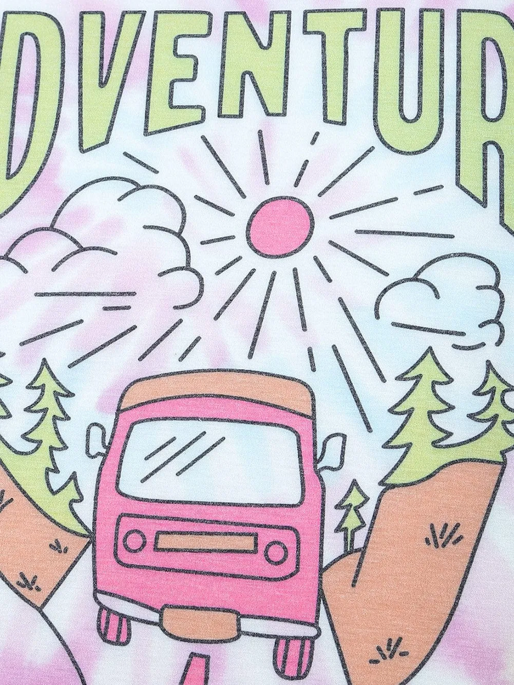 ADVENTURE AWAITS Tie-dye Print T-shirt