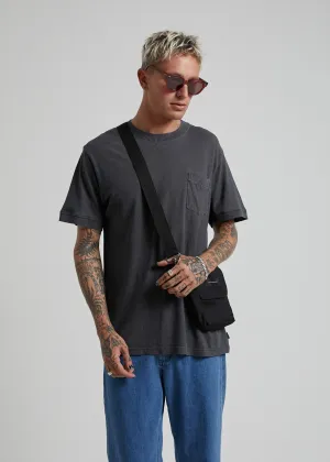 Afends Mens 1972 - Hemp Retro Fit Ringer Tee - Charcoal Navy
