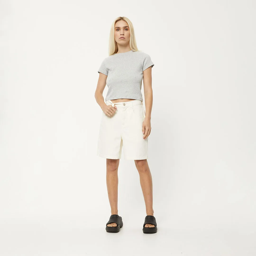 AFENDS Womens Emilie - Denim Carpenter Shorts - Off White