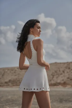 Lavish Laser Cut Zip Dress Soft-Lining elegant design