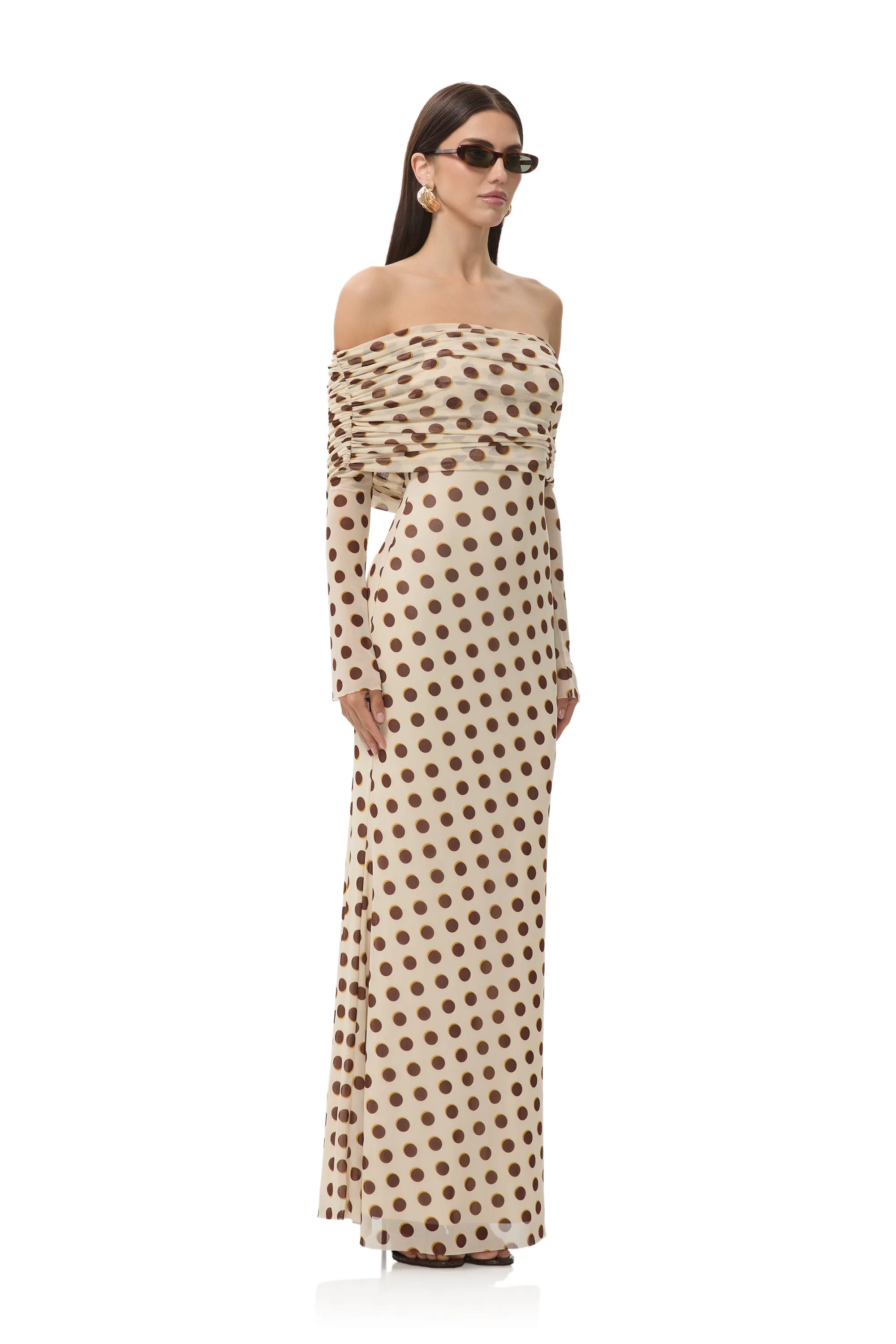 Thelma Dress - Gold Halo Dot Formal-look