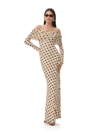 Thelma Dress - Gold Halo Dot Romantic dinner wear