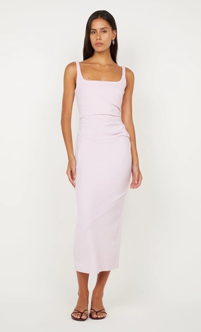 AVELINE TUCK MIDI DRESS - BALLET PINK Minimalist Waistband
