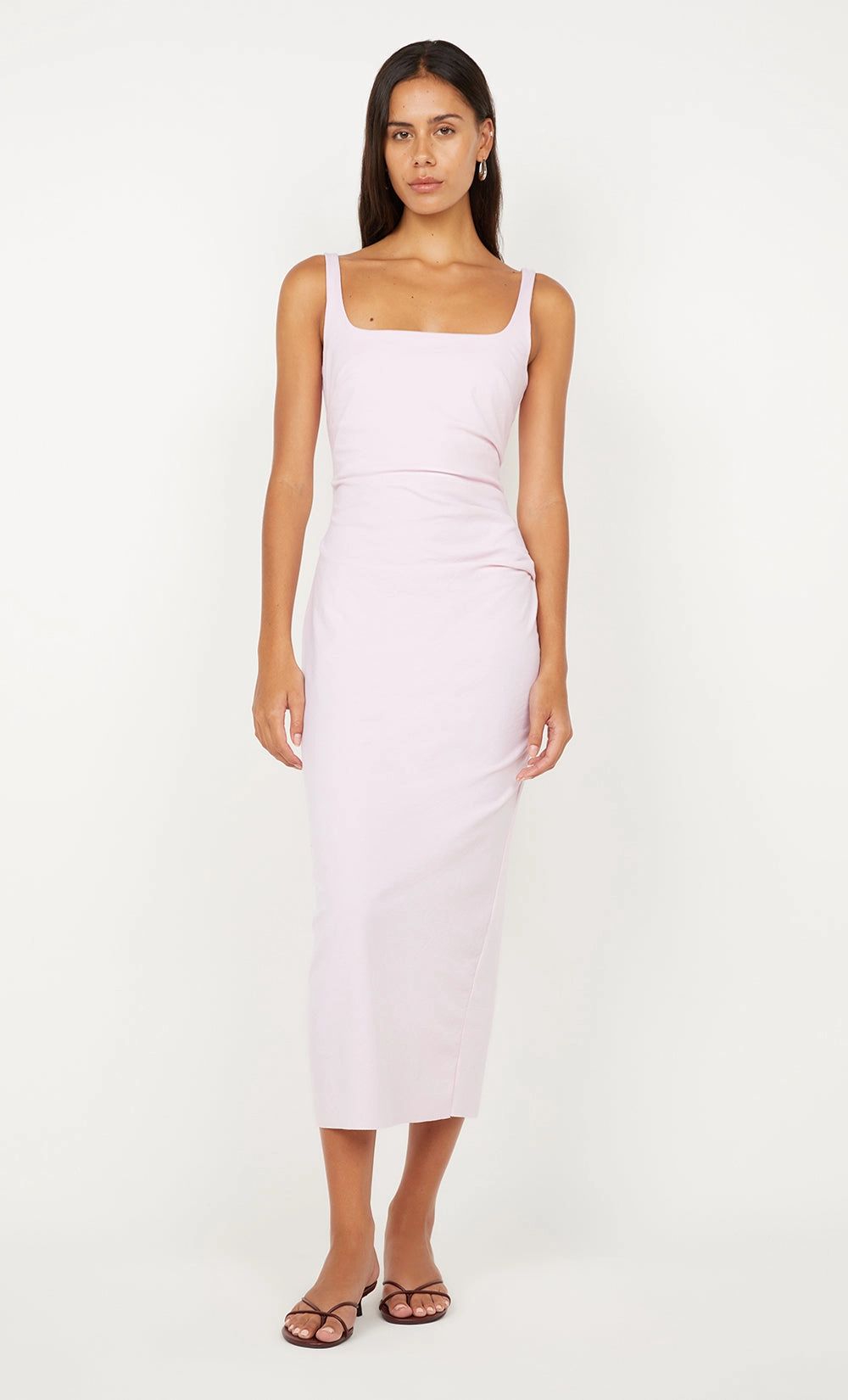 Water-Repellent-Finish AVELINE TUCK MIDI DRESS - BALLET PINK